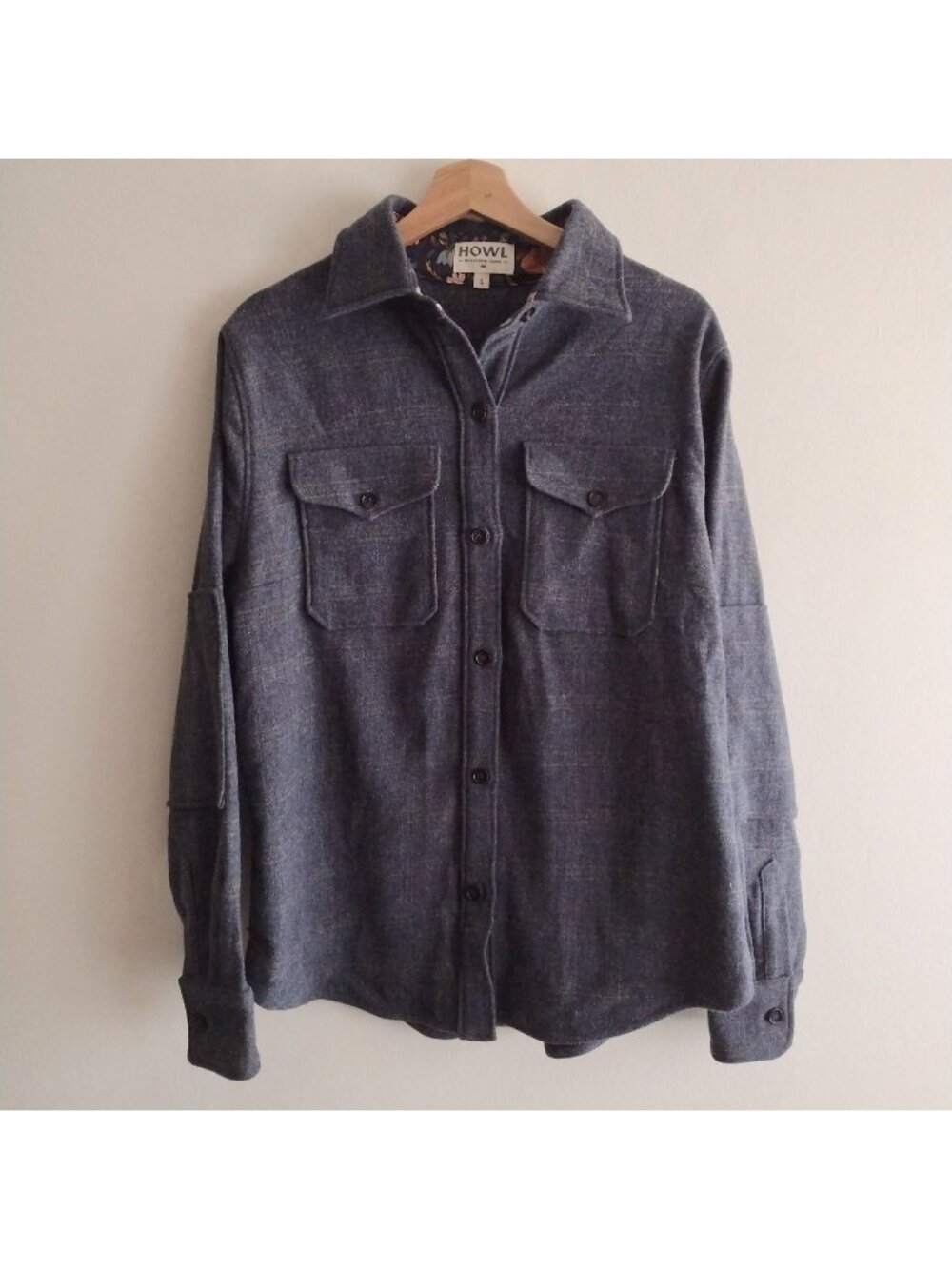 Howl Good Womens Superior Wool Shirt L Gray Plaid Outdoor Farm Button Front